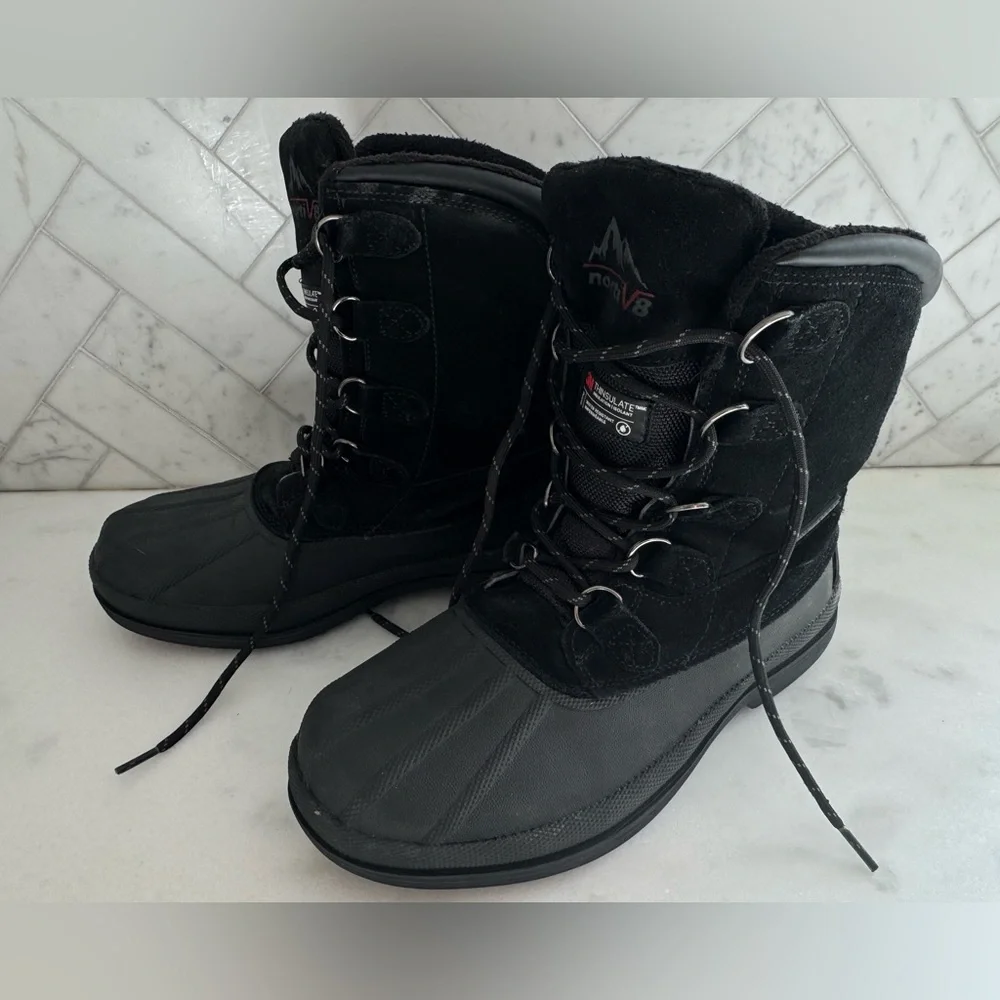 Nortiv8 Men's Black Snow Boots 7.5
